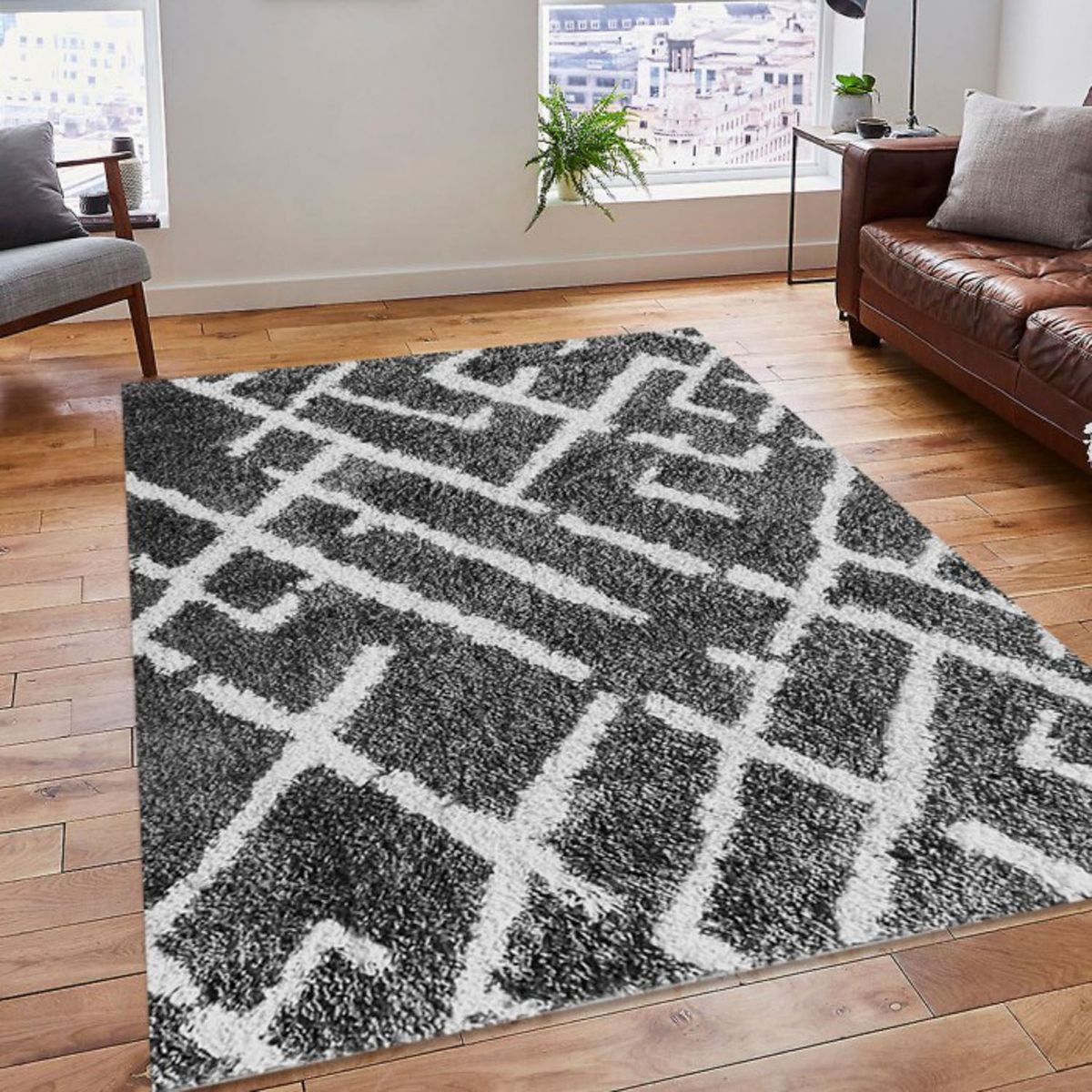 IDETEX - Alfombra Shaggy Gardenia 150X200 Cm Idetex