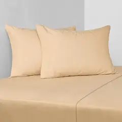 ELEMENT & CO - Juego de Sábanas 200 Hilos Liso Camel