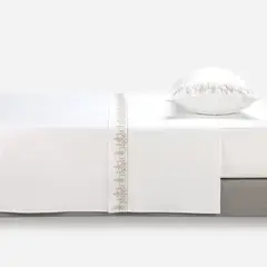 ROSEN - Juego de Sábanas 220 Hilos Bordada Floral