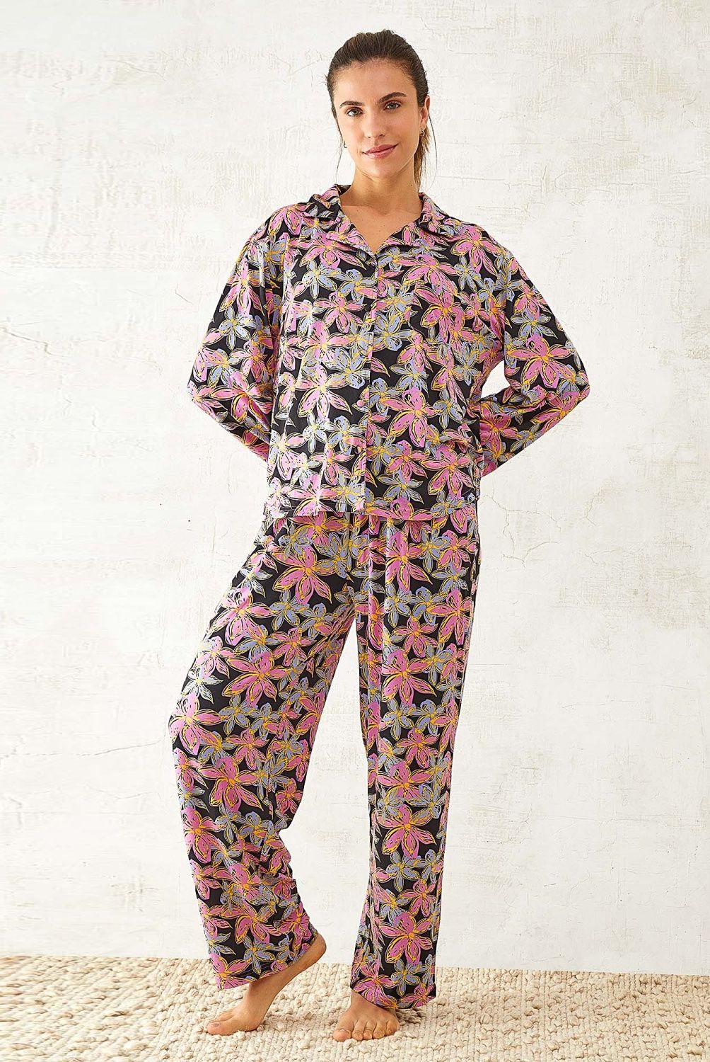 LOUNGE - Lounge Set Pijama Mujer Manga Larga + Colet + Estuche