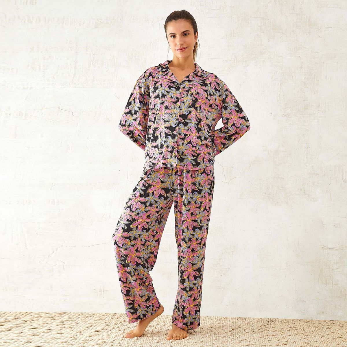 LOUNGE - Lounge Set Pijama Mujer Manga Larga + Colet + Estuche