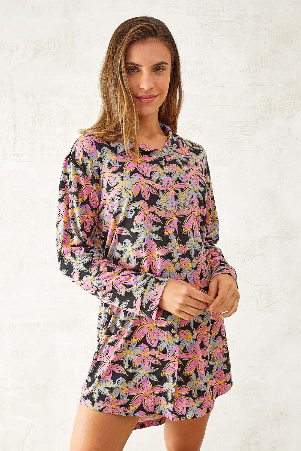 LOUNGE - Lounge Camisa De Dormir Manga Larga