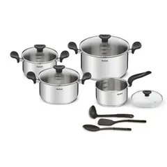 TEFAL - Batería De Cocina De Acero Acero Inoxidable E308Sb74 11 Piezas