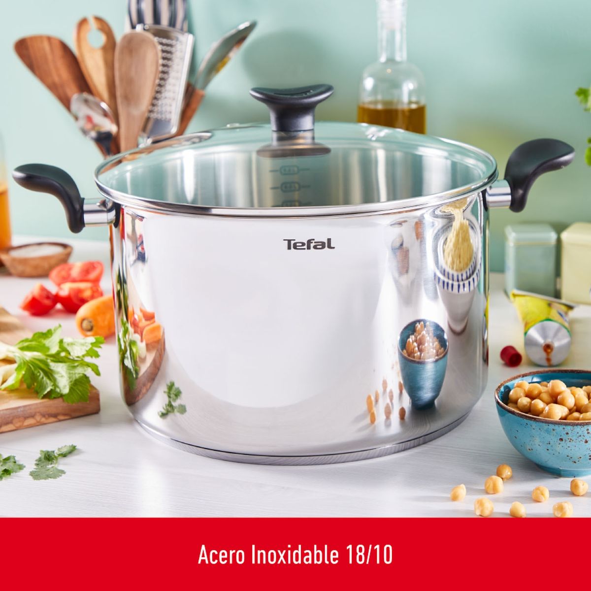 TEFAL - Tefal Batería De Cocina De Acero Acero Inoxidable E308Sb74 11 Piezas
