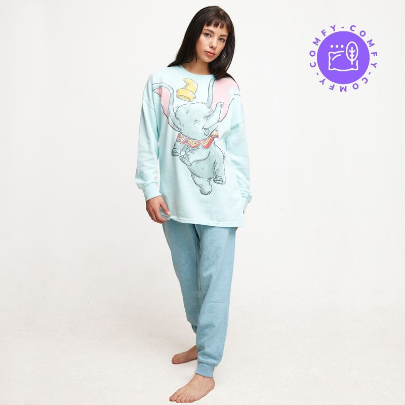 DISNEY - Pijama Largo Mujer Dumbo Azul Disney