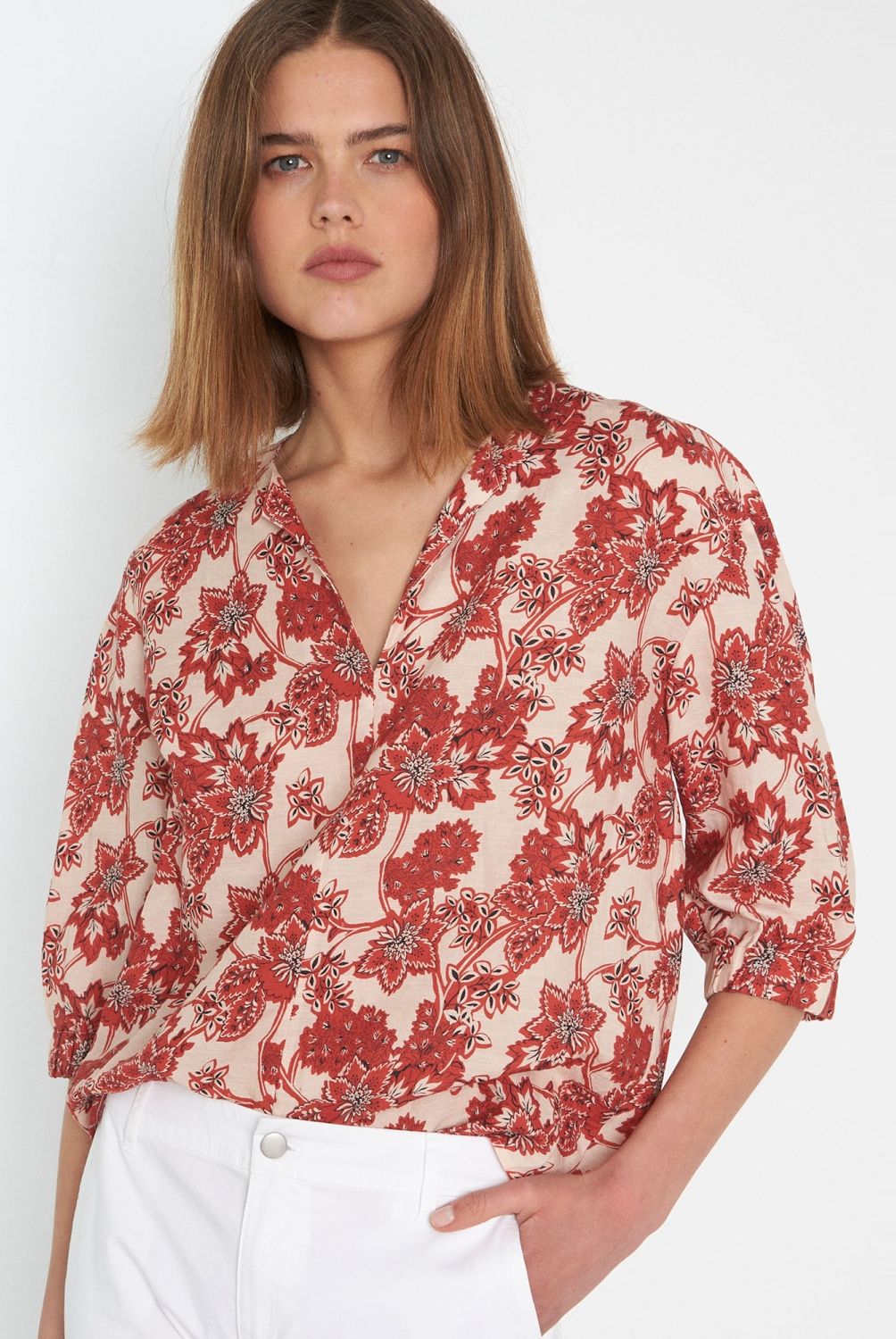 MAISON 123 - 123. Blusa Estampada Manga Larga Mujer