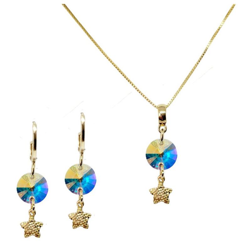 JOYAS MONTERO - Conjunto Clara Gold Cristales Aurora Boreal