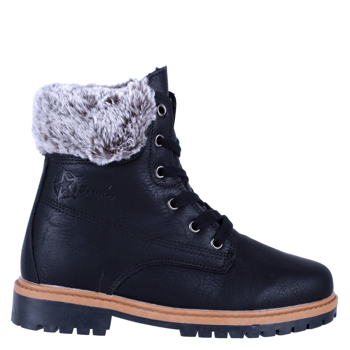 FAGUS - Botín Niña Aplicación Piel Negro