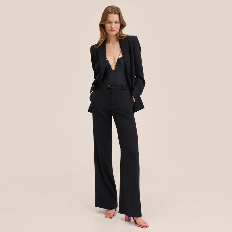 MANGO - Mango Pantalón Traje Wideleg  Iguana Mujer