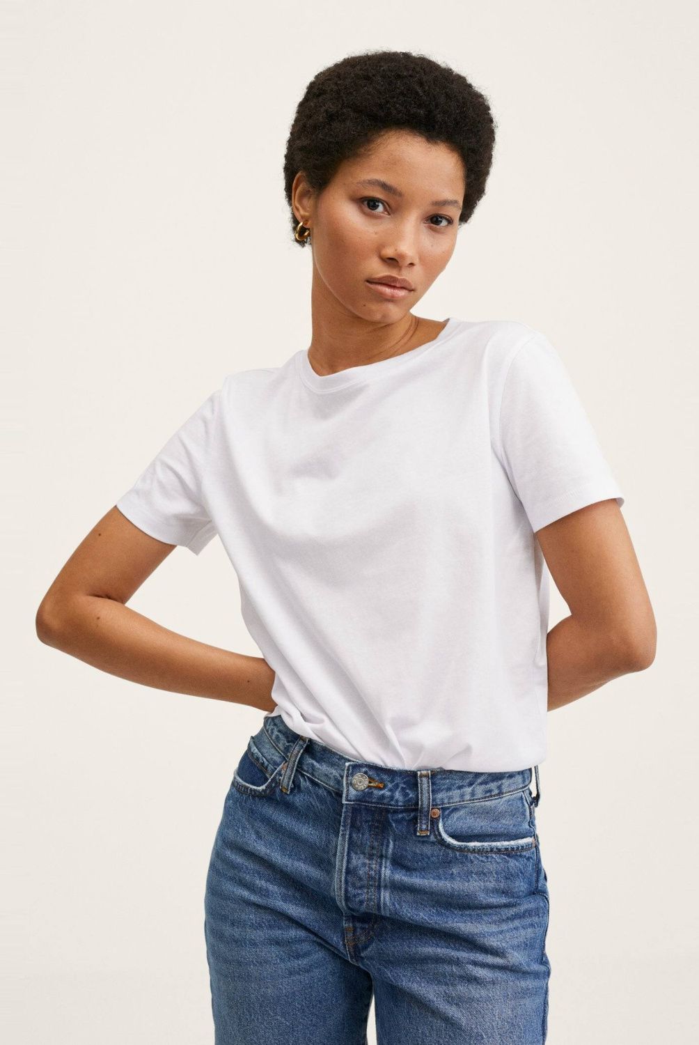 MANGO - Polera Básica Algodón Mujer Mango