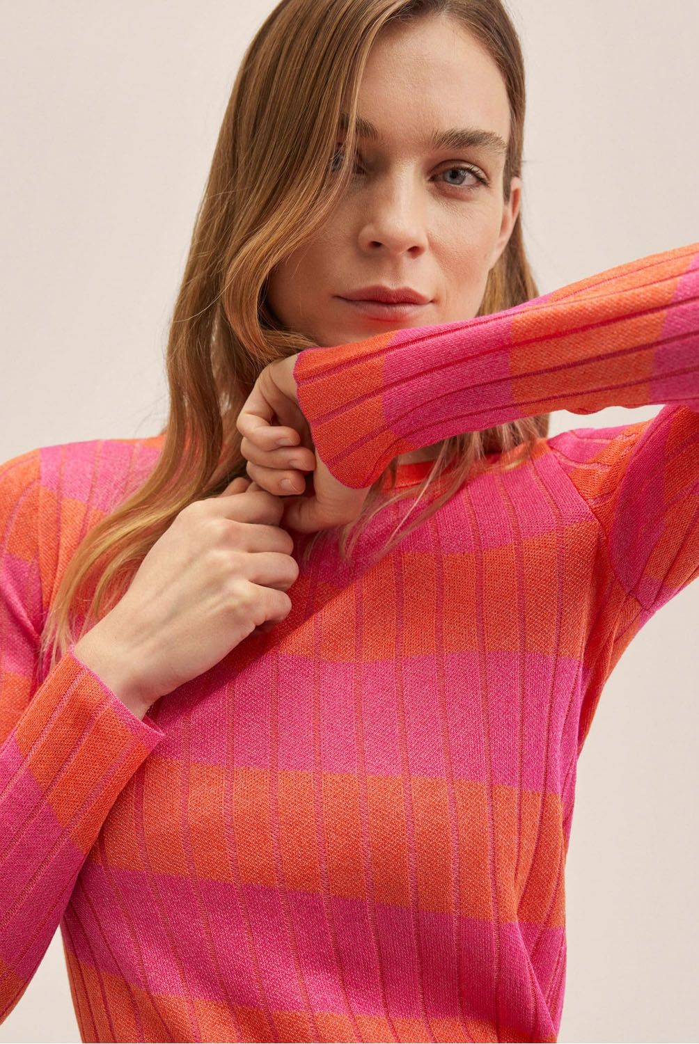 MANGO - Sweater Canalé Rayas Oblicuo Mujer