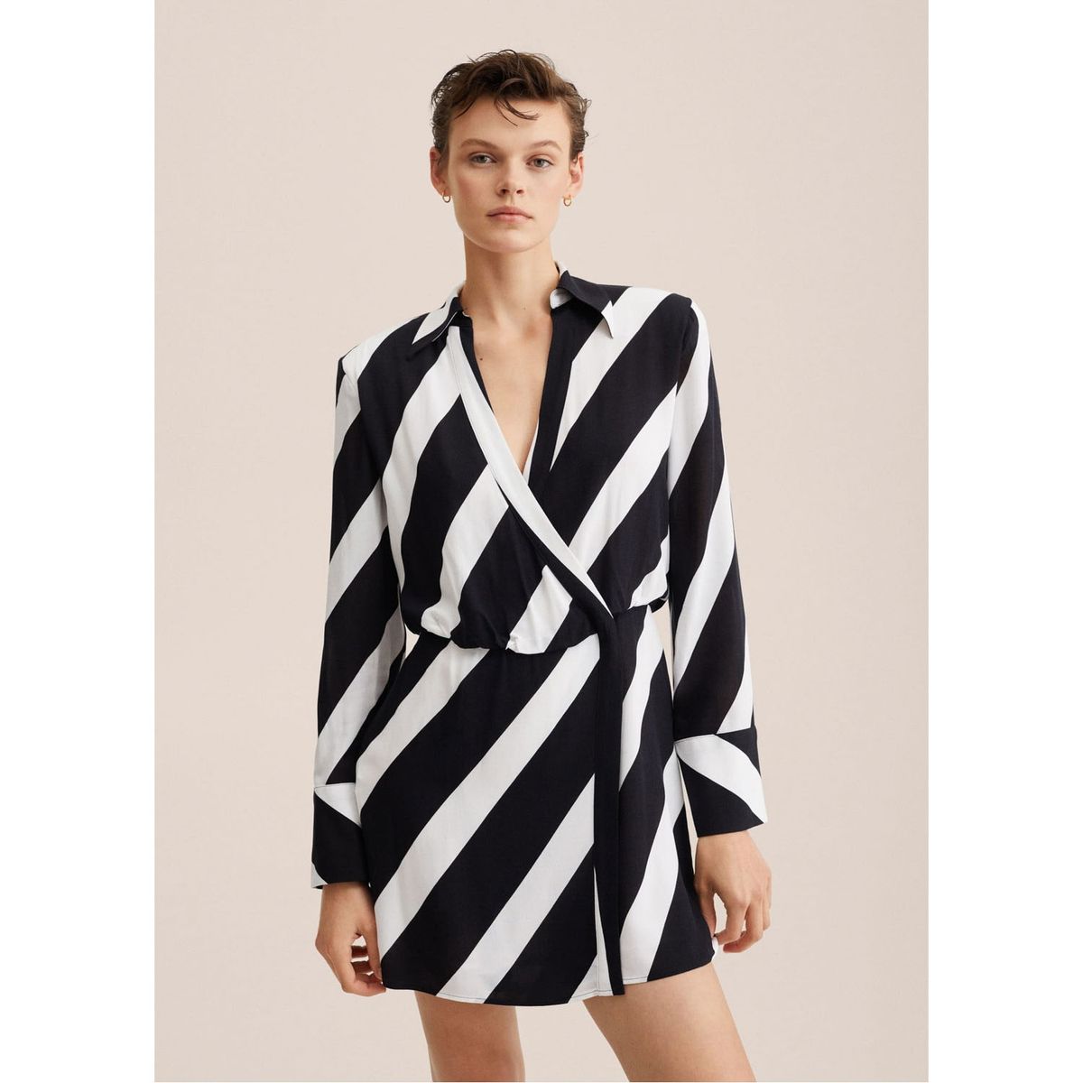 MANGO - Mango Vestido Cruzado Rayas Gina Mujer