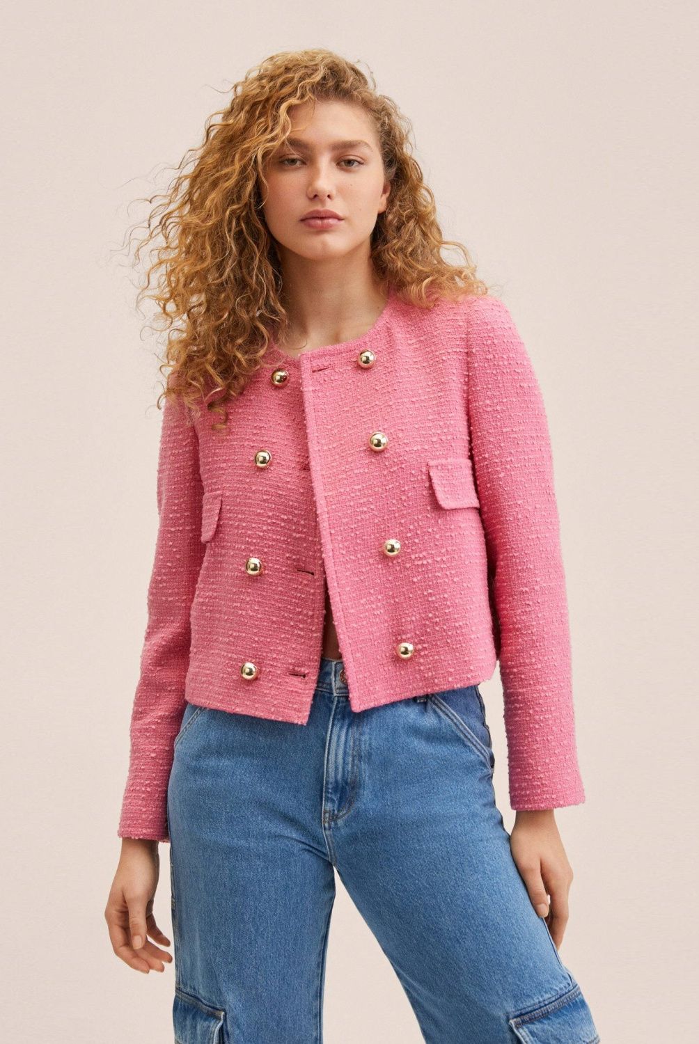 MANGO - Mango Chaqueta Tweed Doble Botonadura Treze Mujer