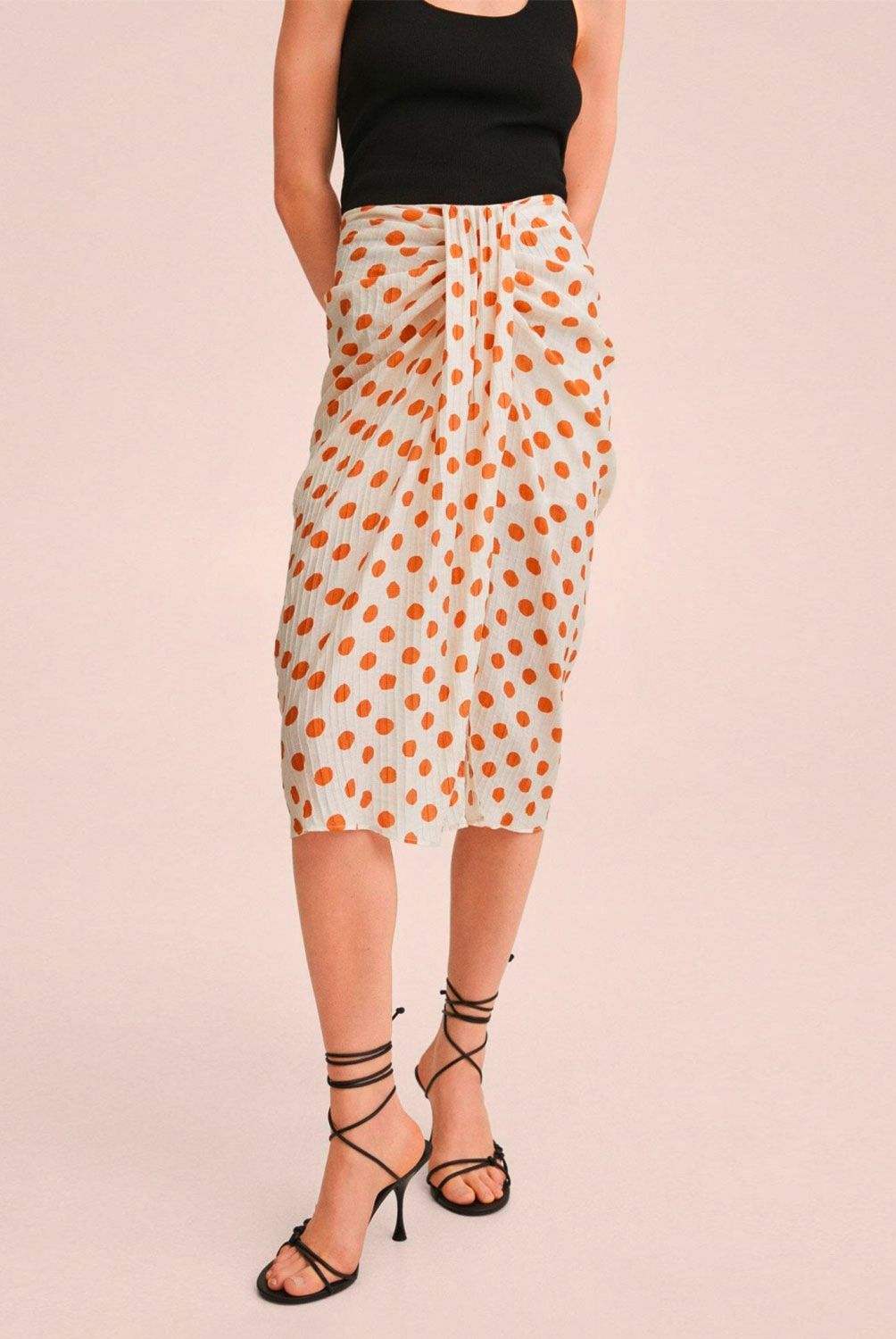 Mango - Mango Falda Lunares Plisada Amalfi Mujer