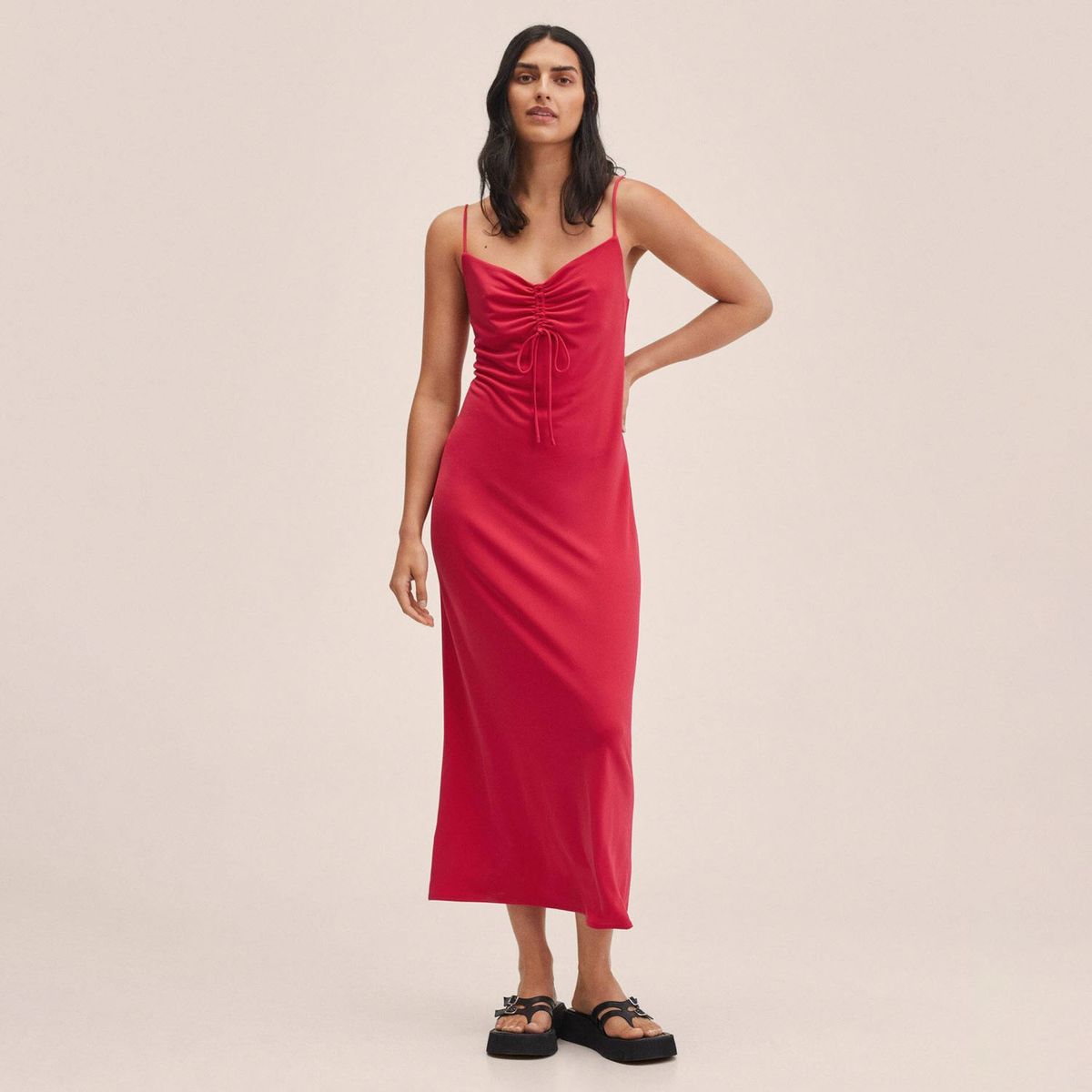 MANGO - Mango Vestido Escote Fruncido Banas Mujer