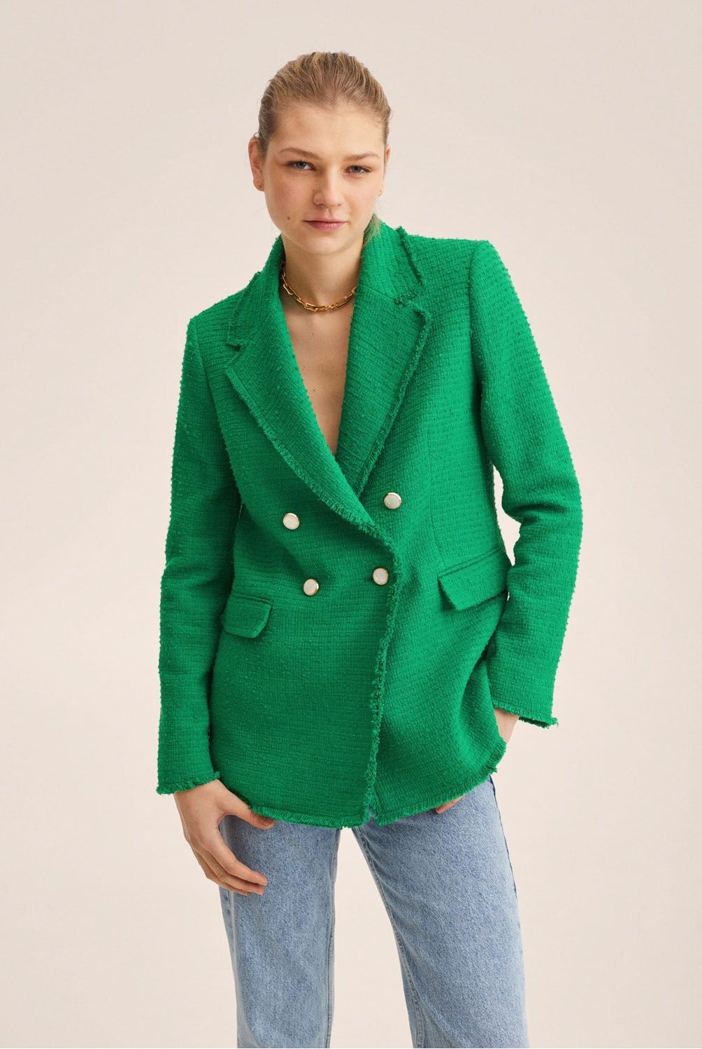 MANGO - Mango Blazer Tweed Botones Quintin Mujer