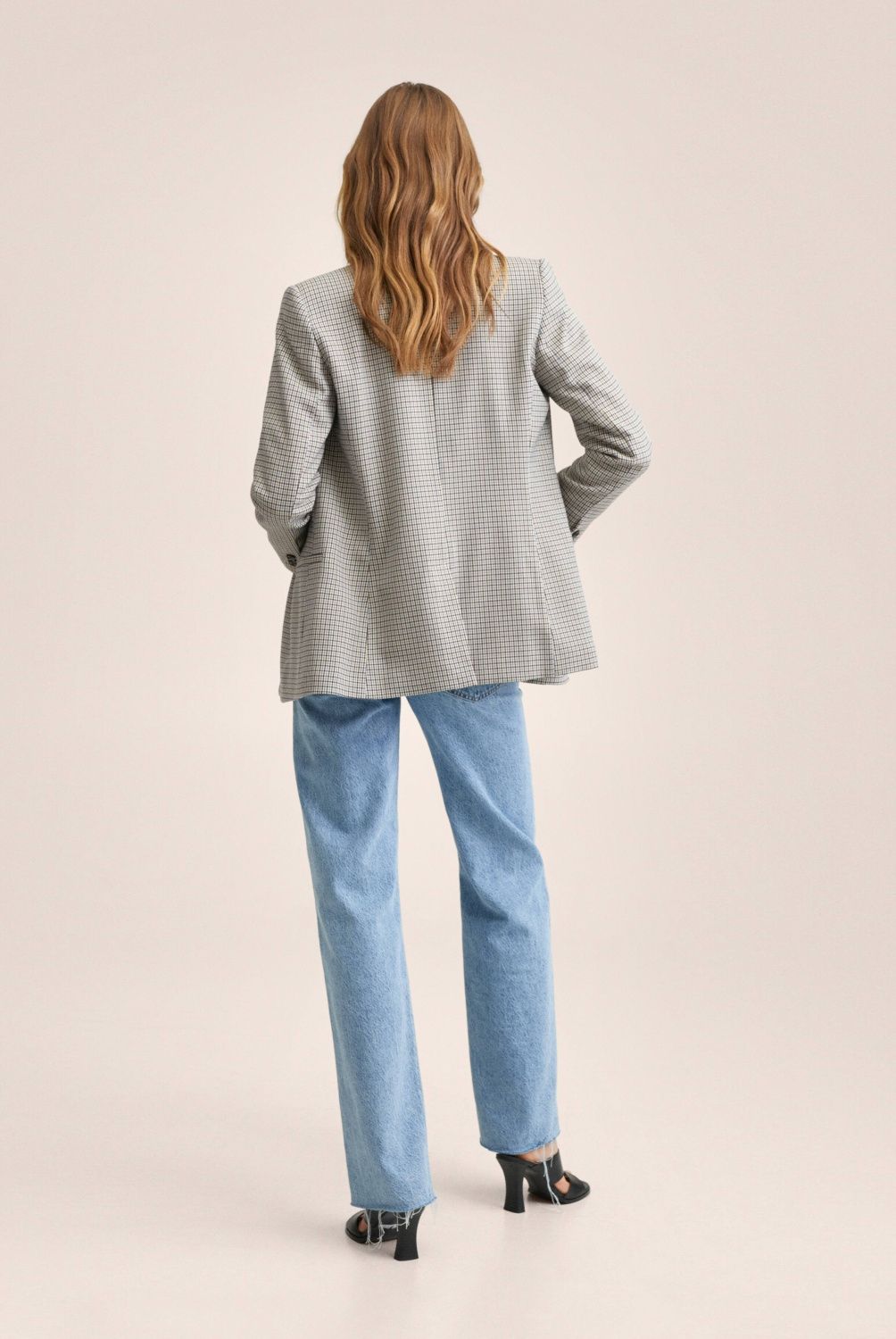 MANGO - Blazer Doble Botonadura Cuadros Mujer Mango