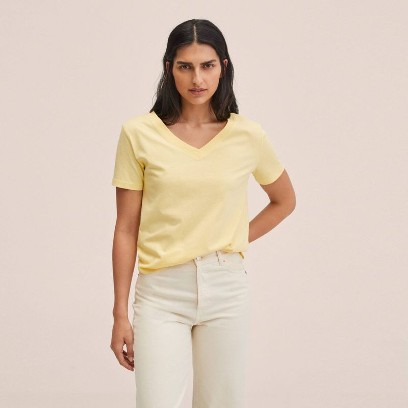 MANGO - Polera Estampada Algodón Mujer Mango