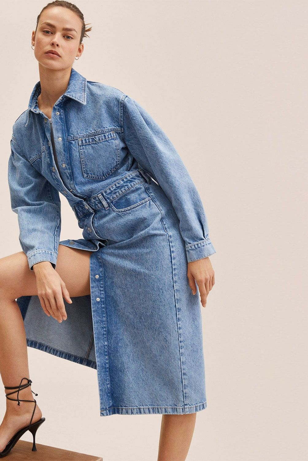 Mango - Mango Vestido Camisero Denim Amalien Mujer