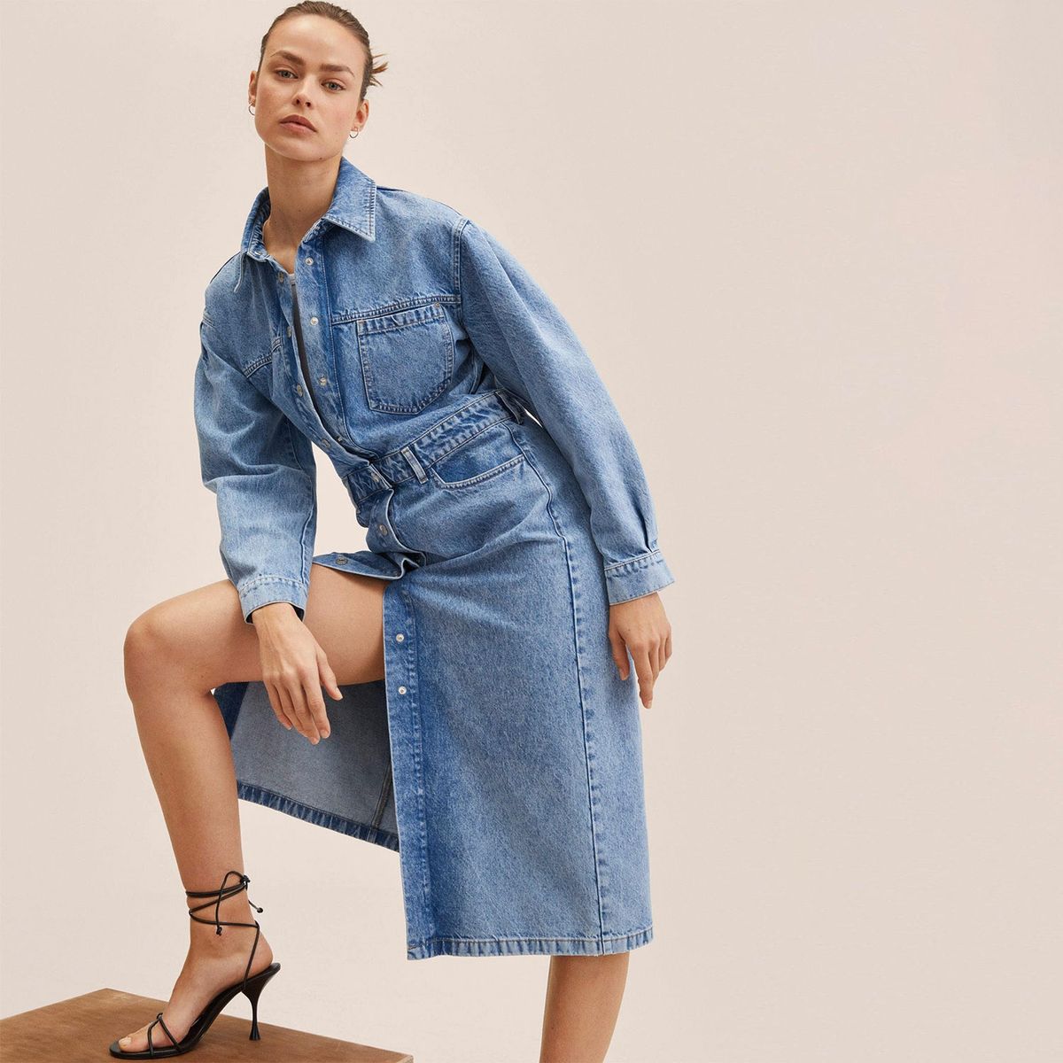 MANGO - Mango Vestido Camisero Denim Amalien Mujer