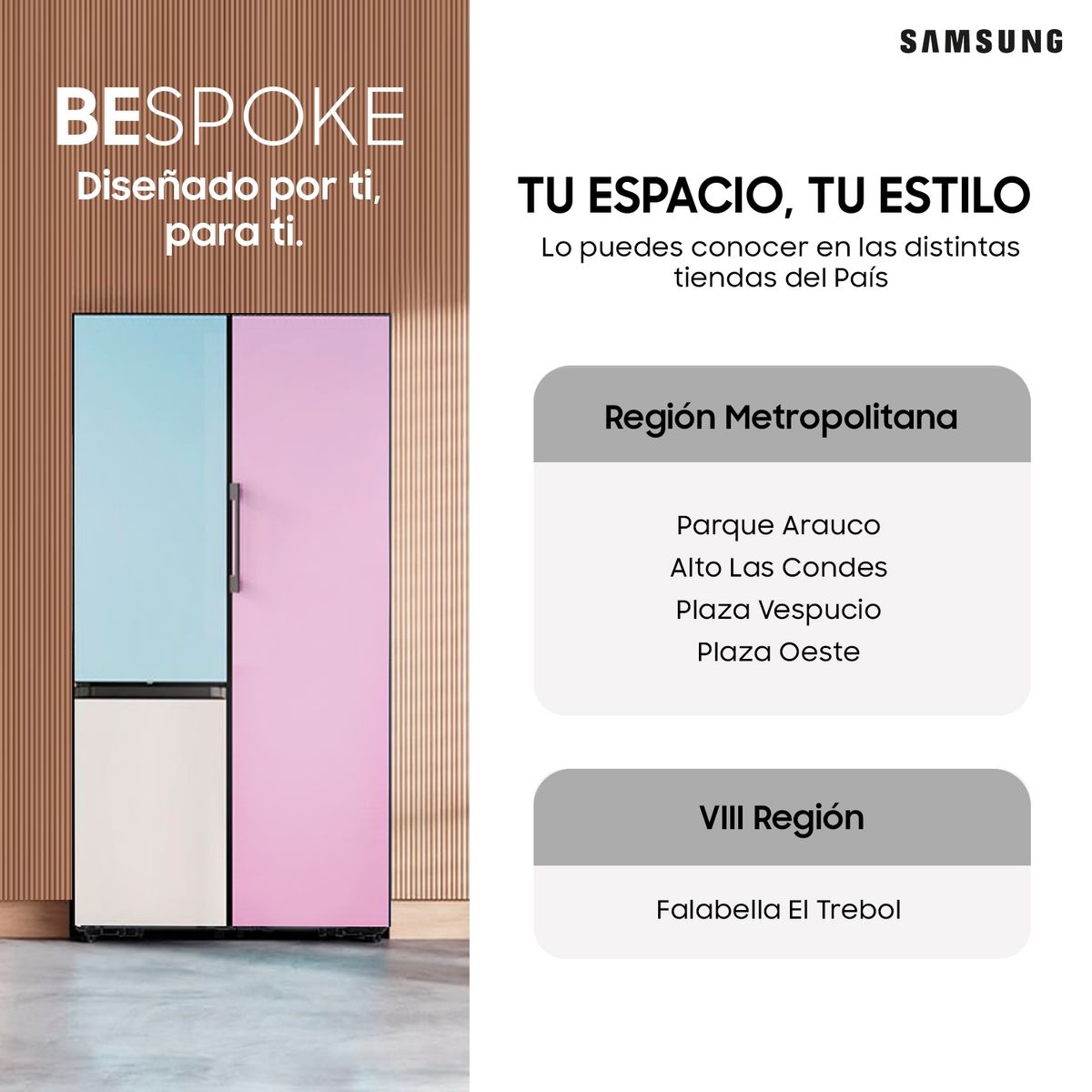 SAMSUNG - Refrigerador/Congelador 1 Puerta Bespoke Flex 315 lt con Slim Ice maker