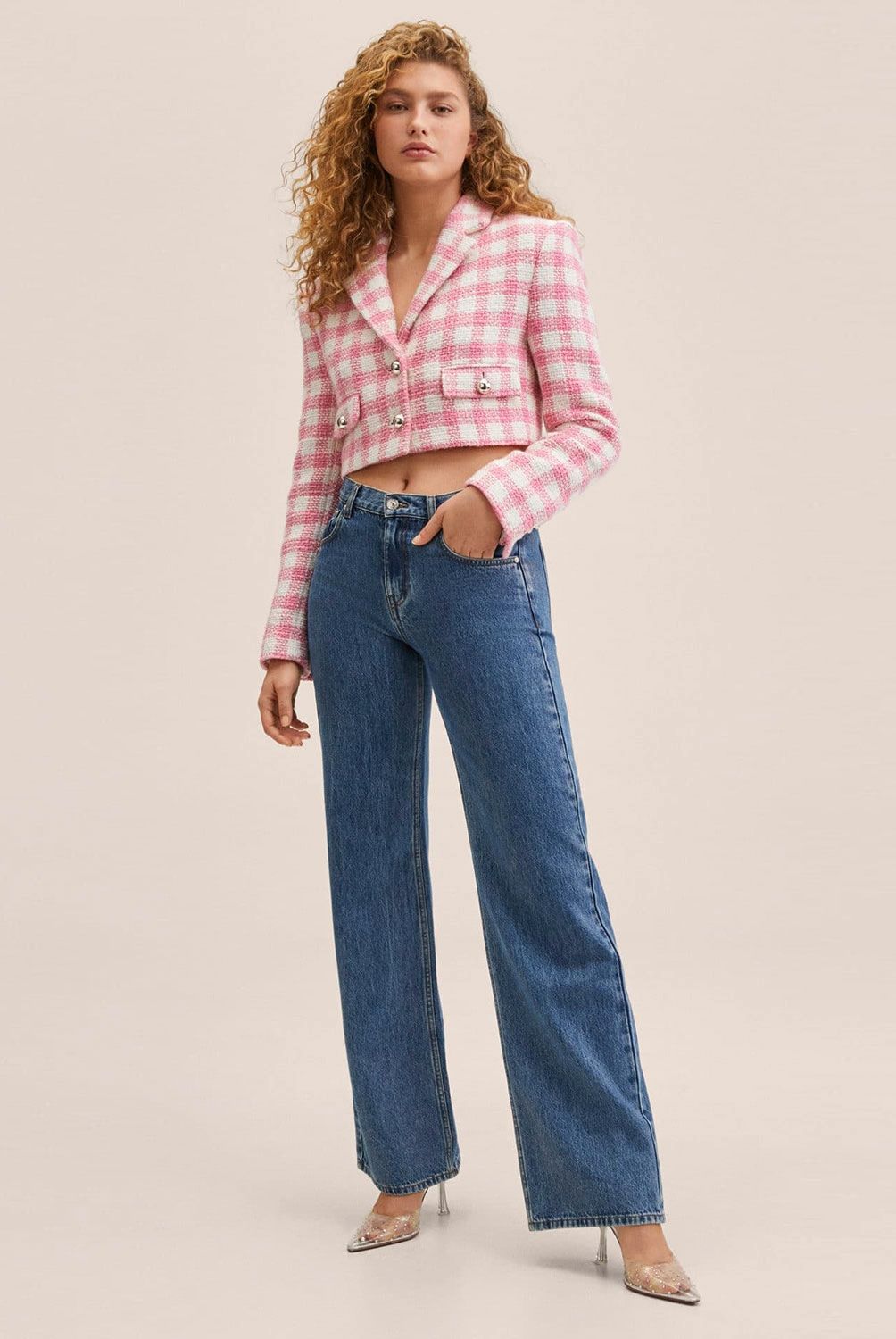 MANGO - Mango Chaqueta Tweed Crop Monica Mujer