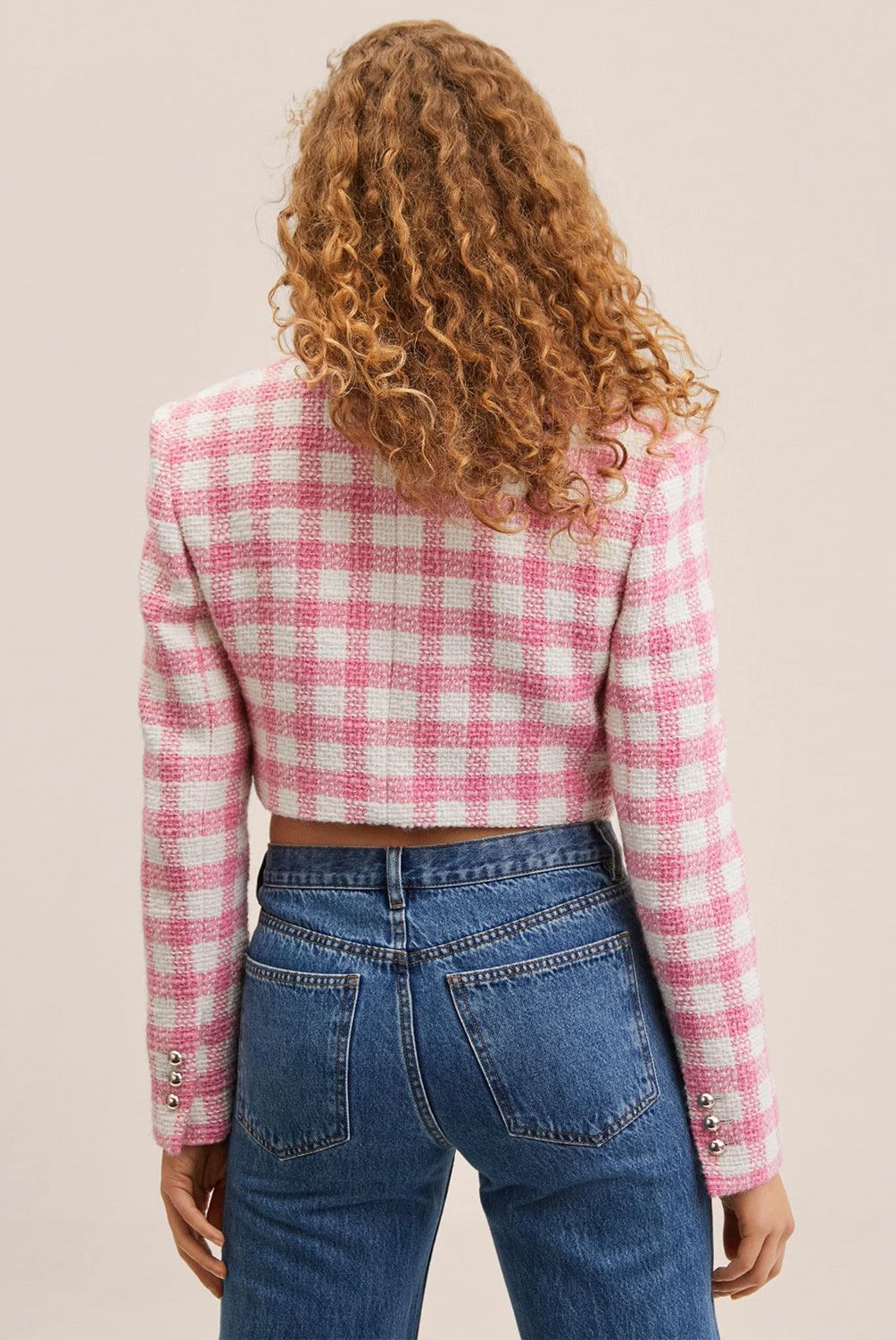 MANGO - Mango Chaqueta Tweed Crop Monica Mujer