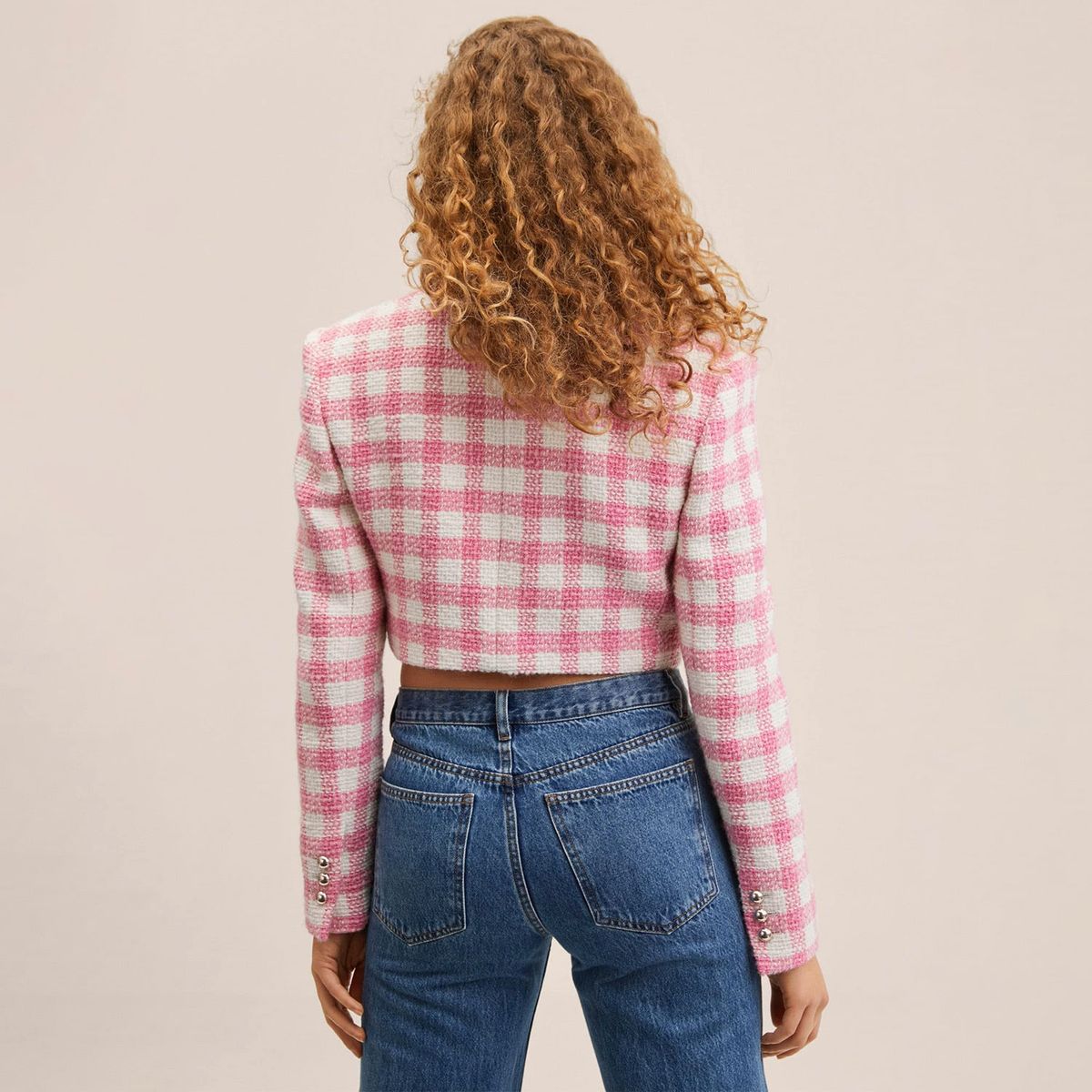 MANGO - Mango Chaqueta Tweed Crop Monica Mujer