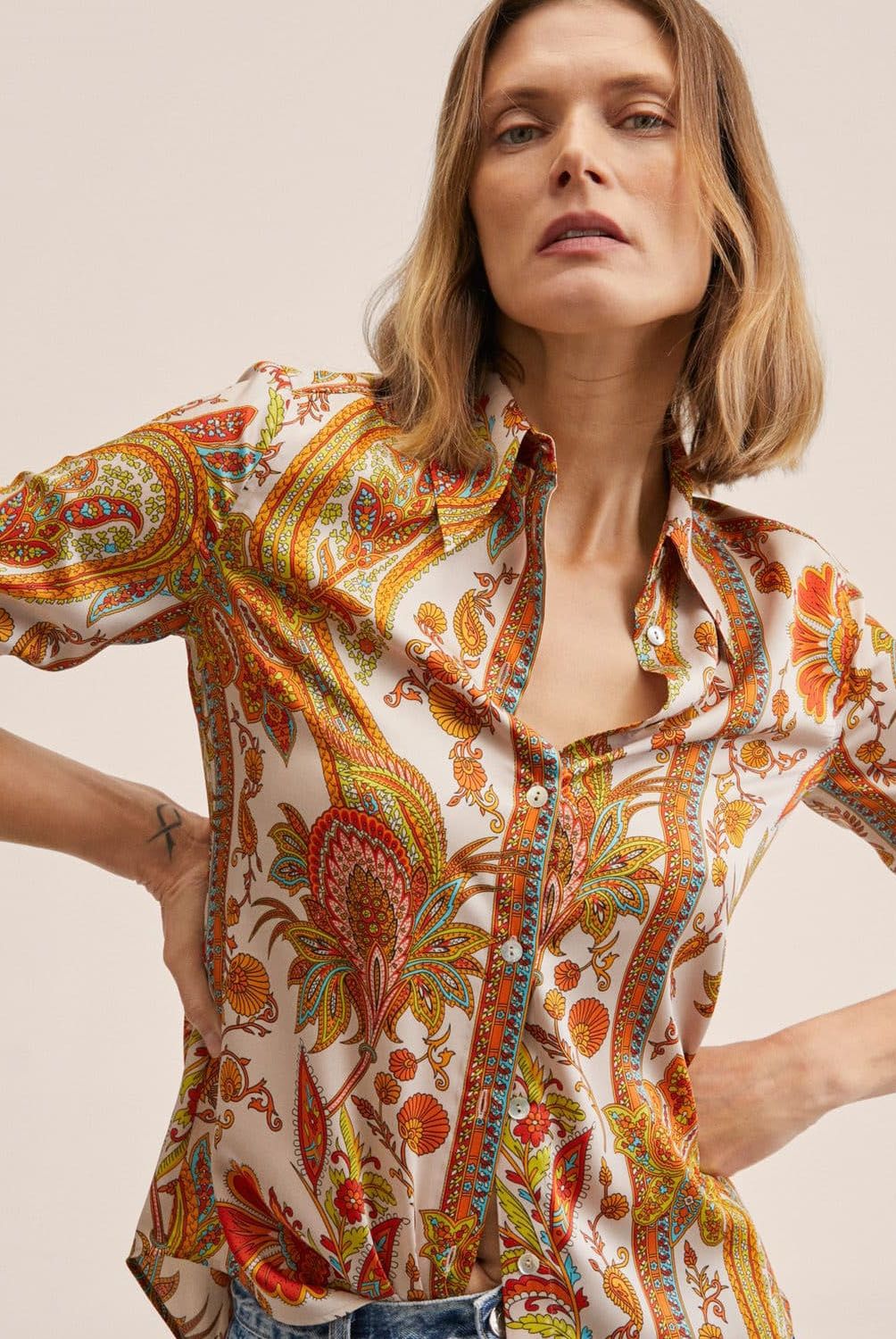 Mango - Mango Camisa Estampado Paisley Greenny Mujer
