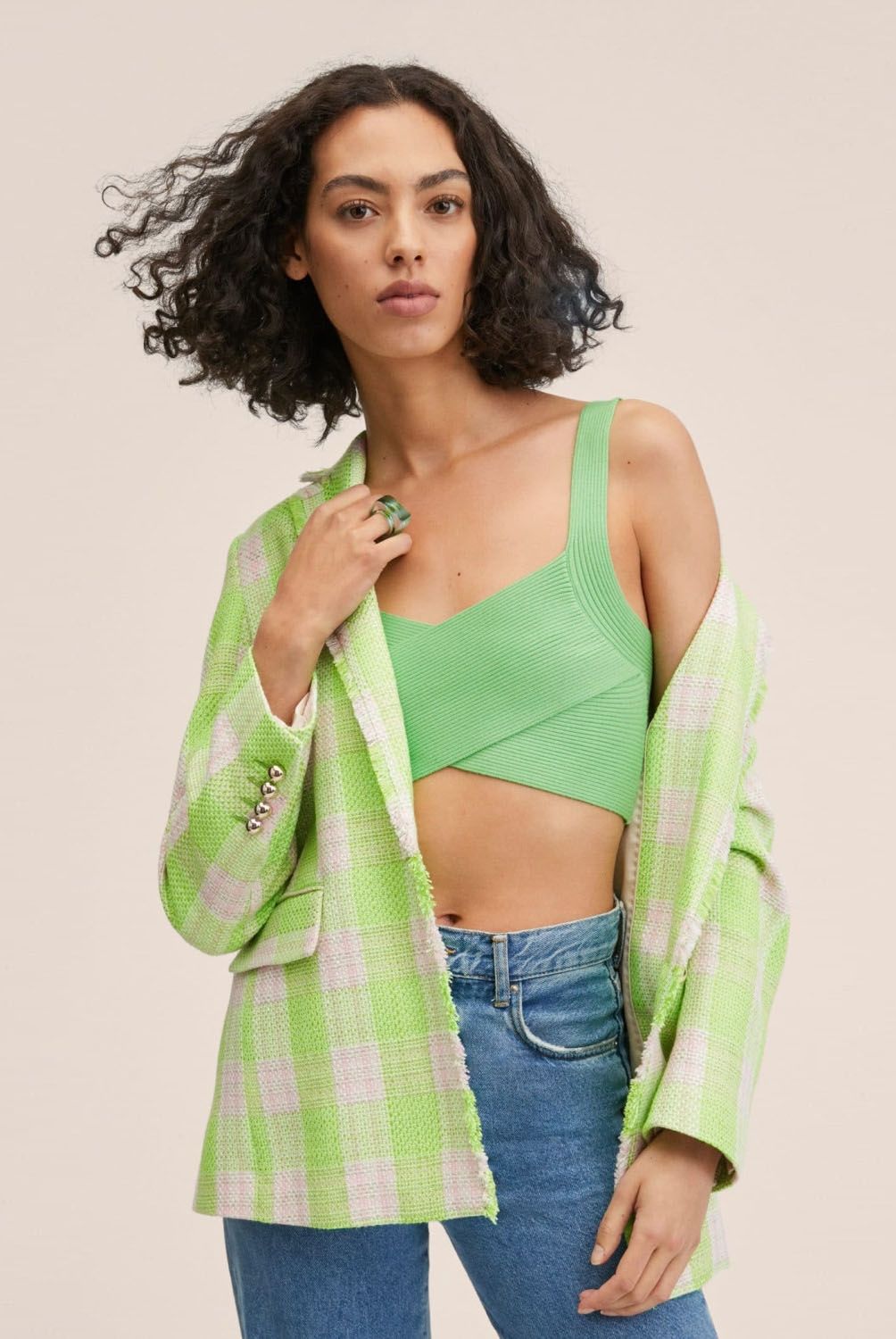 MANGO - Mango Top Crop Punto Eva Mujer