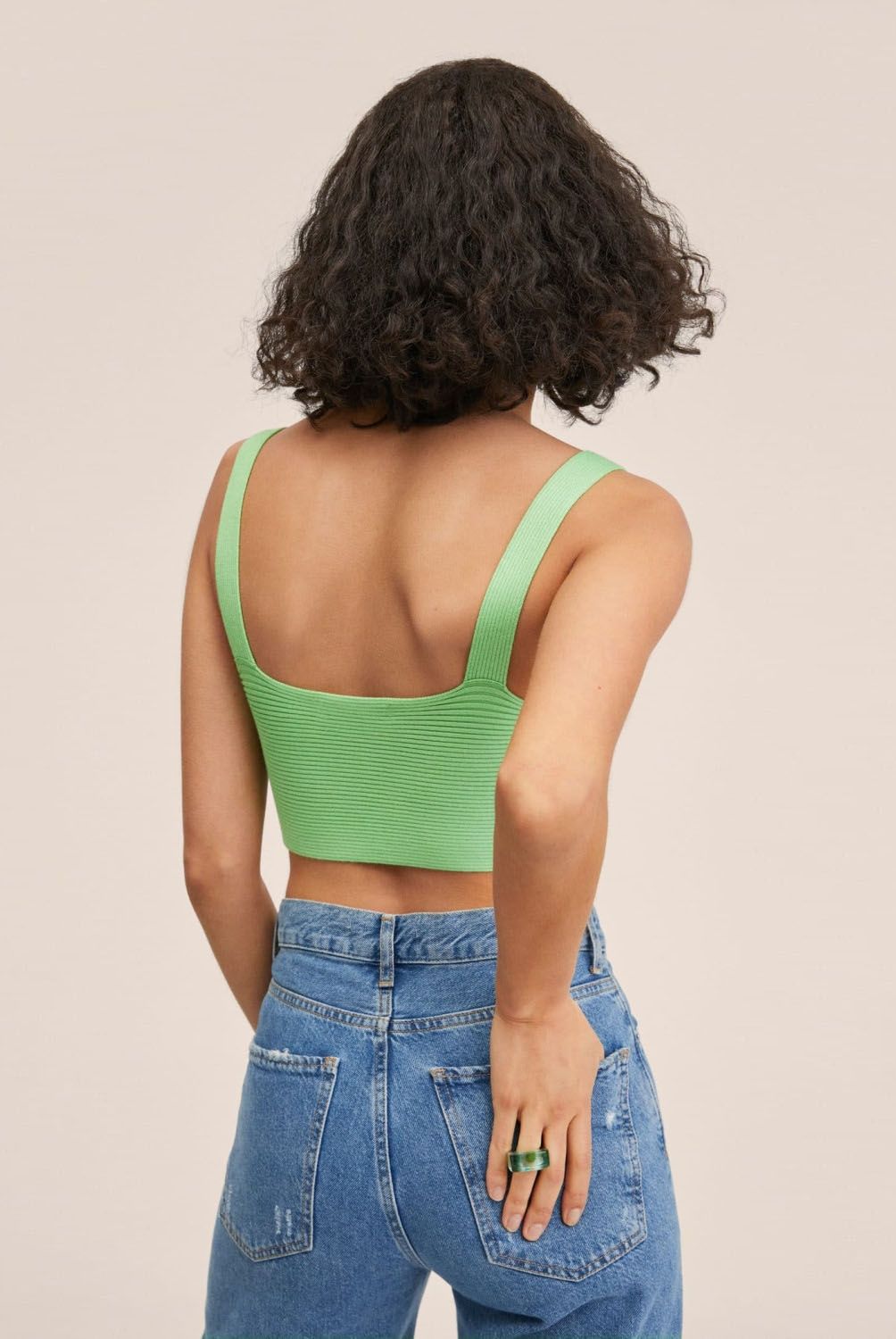 MANGO - Mango Top Crop Punto Eva Mujer
