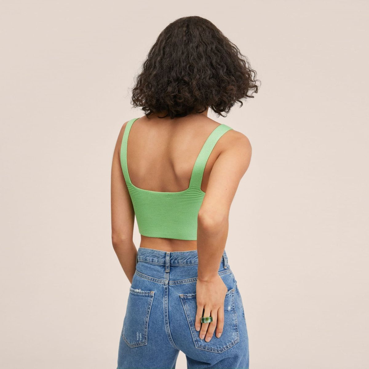 MANGO - Mango Top Crop Punto Eva Mujer