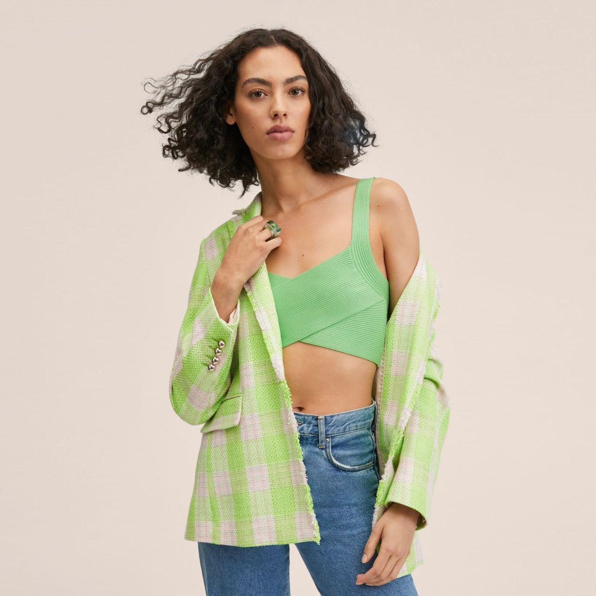 MANGO - Mango Top Crop Punto Eva Mujer