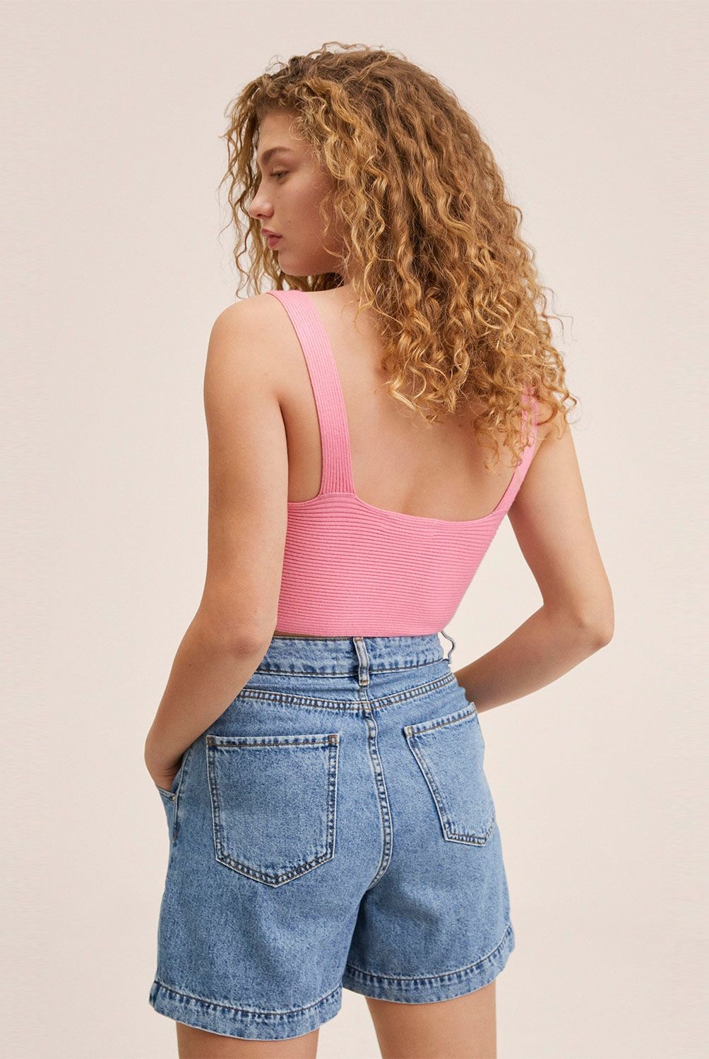 MANGO - Mango Top Crop Punto Eva Mujer