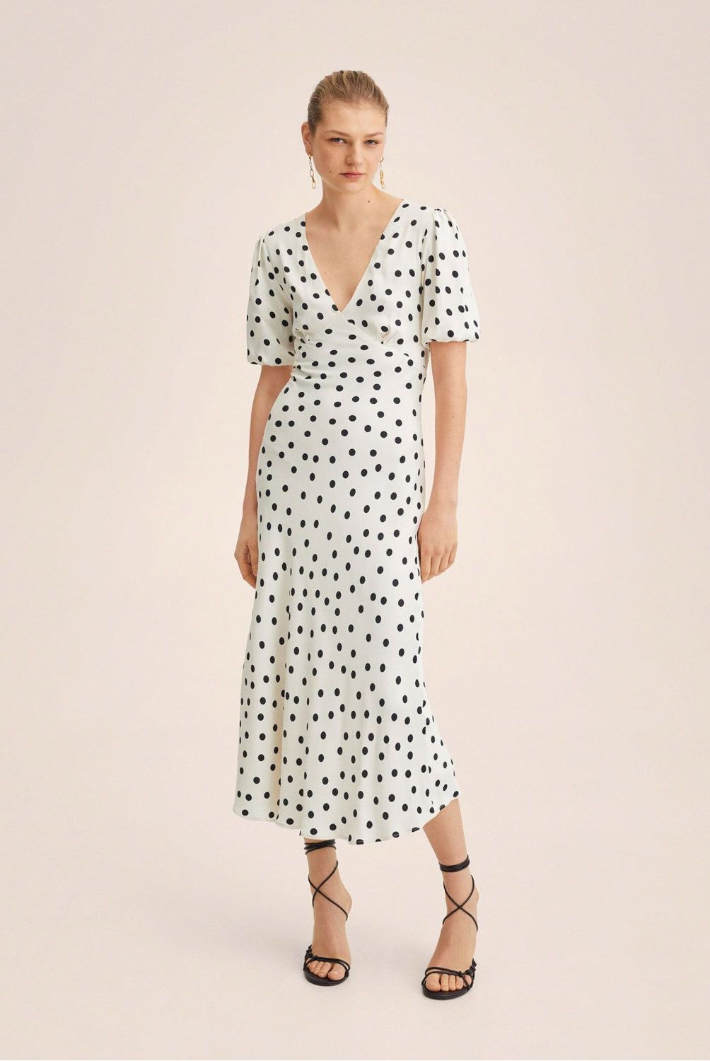 Mango - Mango Vestido Satinado Lunares Dots Mujer