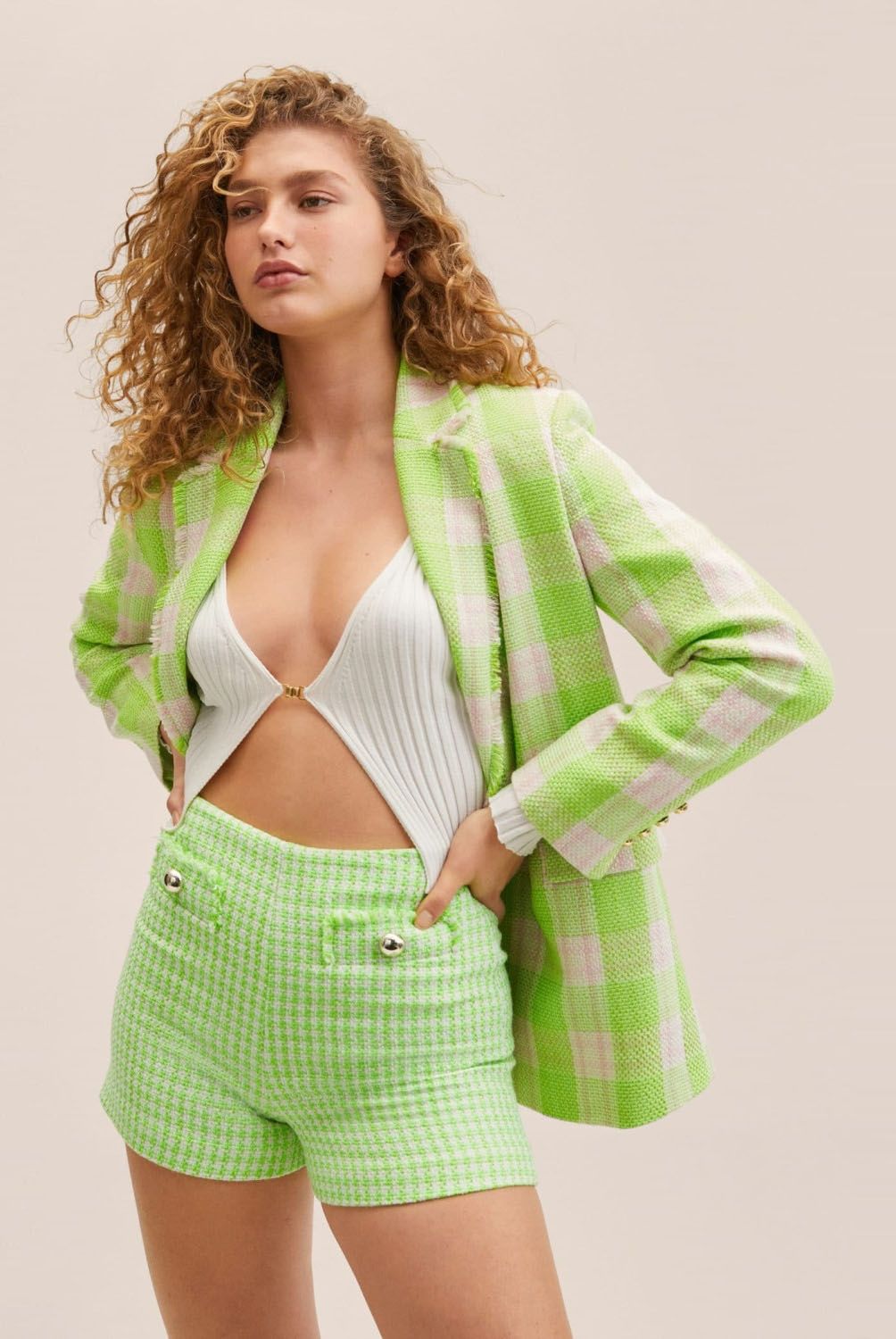 Mango - Mango Short Tweed Farri Mujer