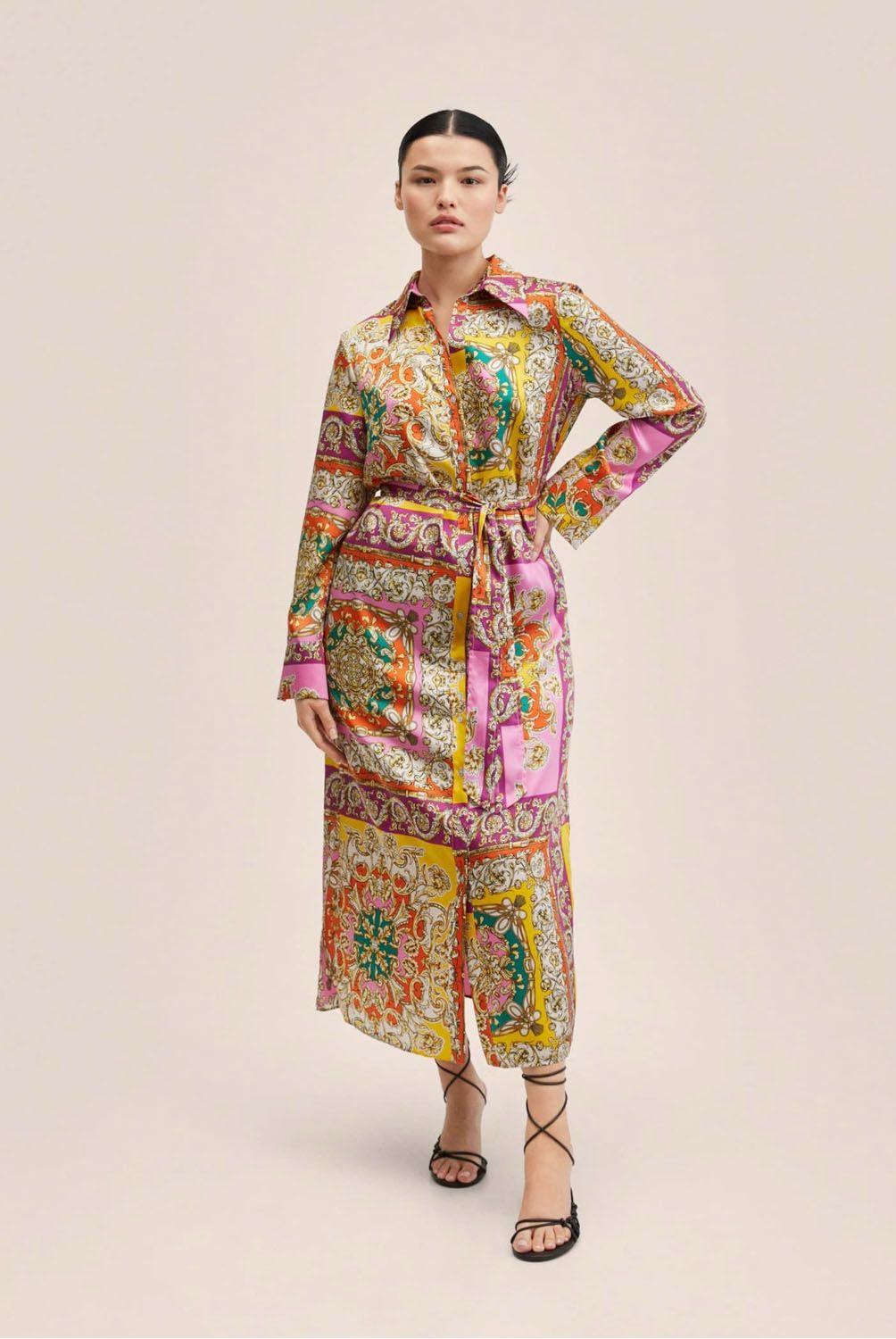 MANGO - Mango Vestido Estampado Barroco Travolta Mujer