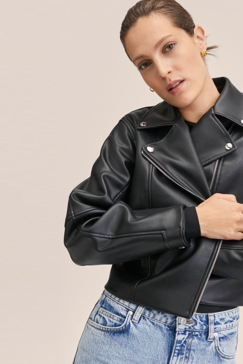 MANGO - Mango Chaqueta Biker Efecto Piel  Malumba Mujer