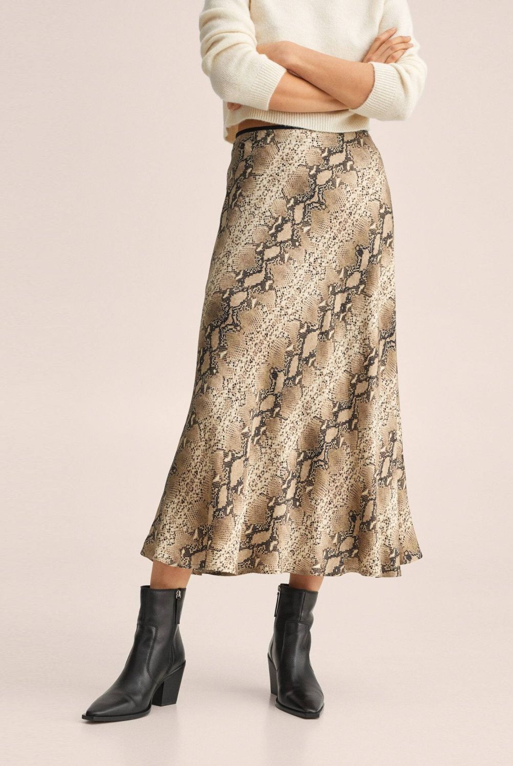 Mango - Mango Falda Estampado Serpiente Glen Mujer