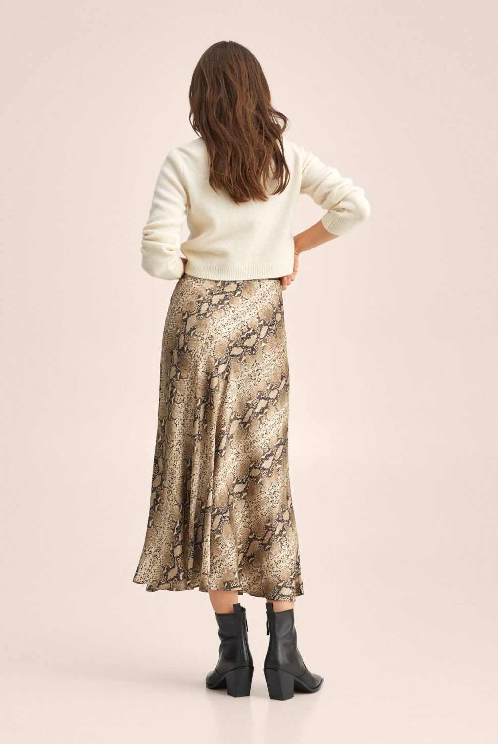 Mango - Mango Falda Estampado Serpiente Glen Mujer