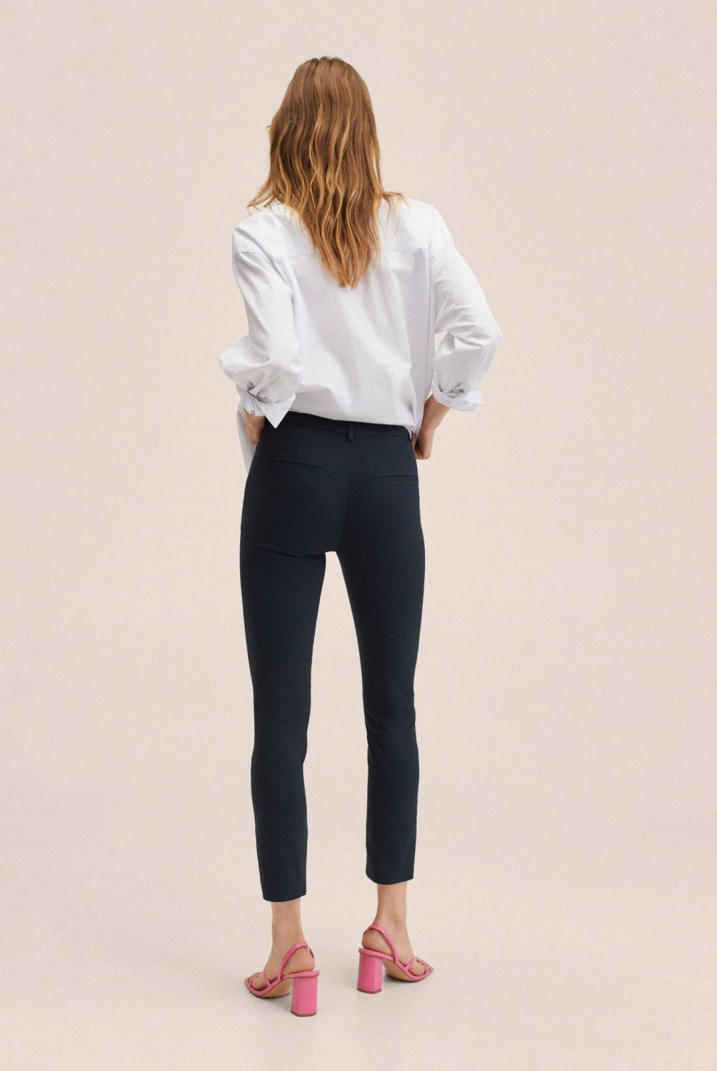 MANGO - Pantalón Recto Tiro Alto Cola Mujer Mango
