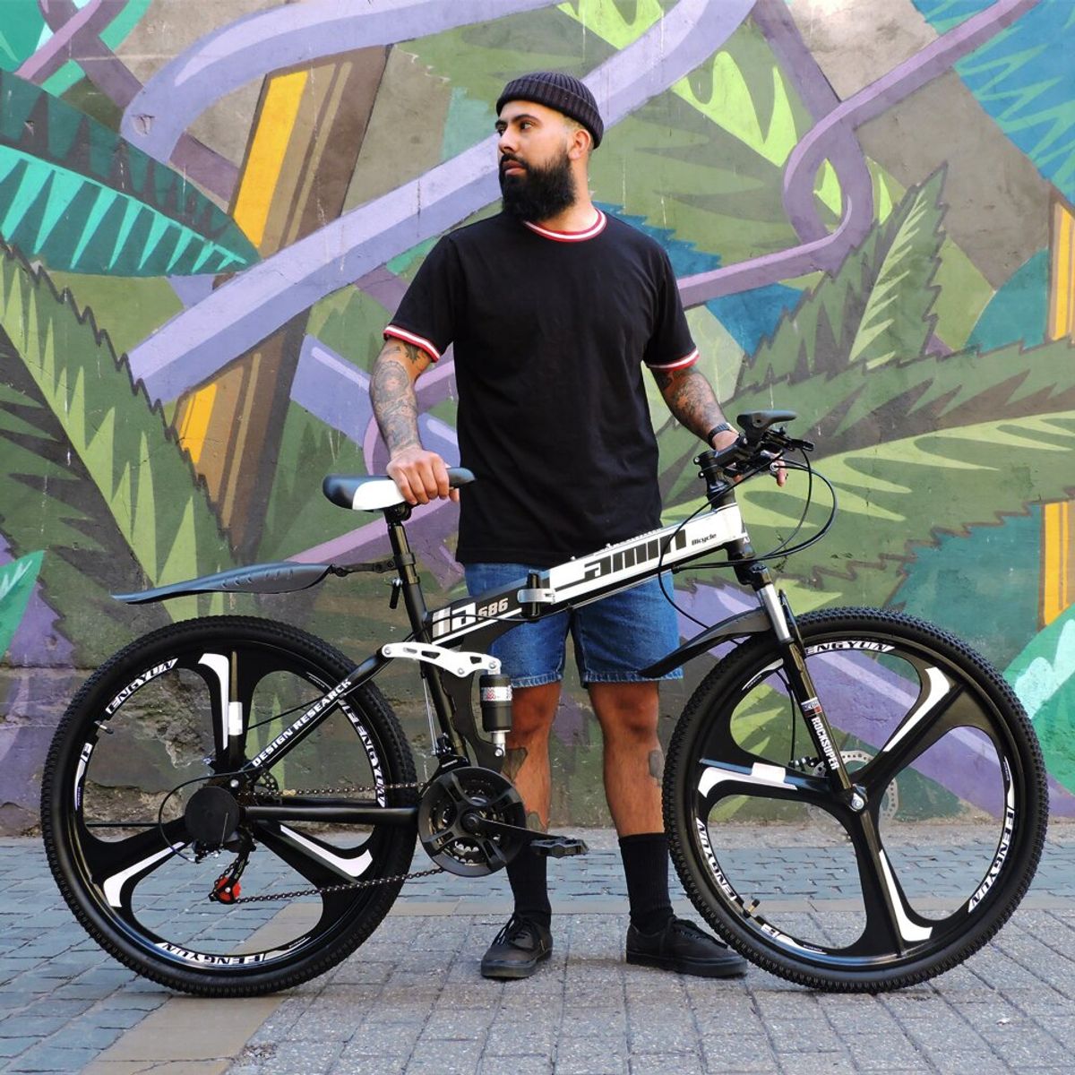 OEM - Bicicleta Mountain Bike Plegable Amin White Aro 26