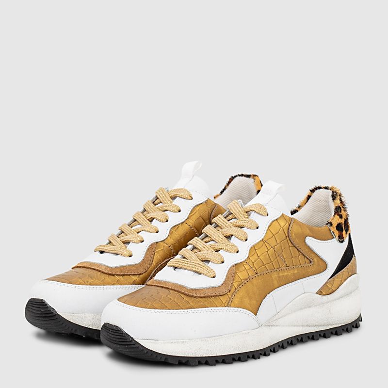 IKKS - Zapatilla Urbana Mujer Cuero Dorada IKKS