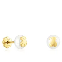 Aros Baby De Perla Y Oro Mujer