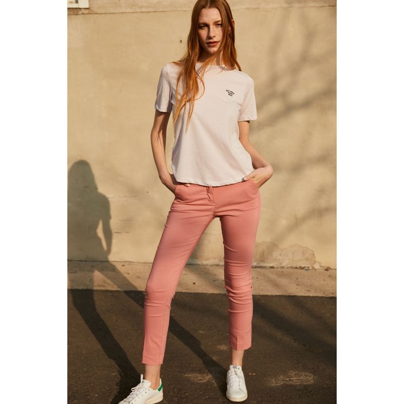MANGO - Pantalón Recto Tiro Alto Cola Mujer Mango