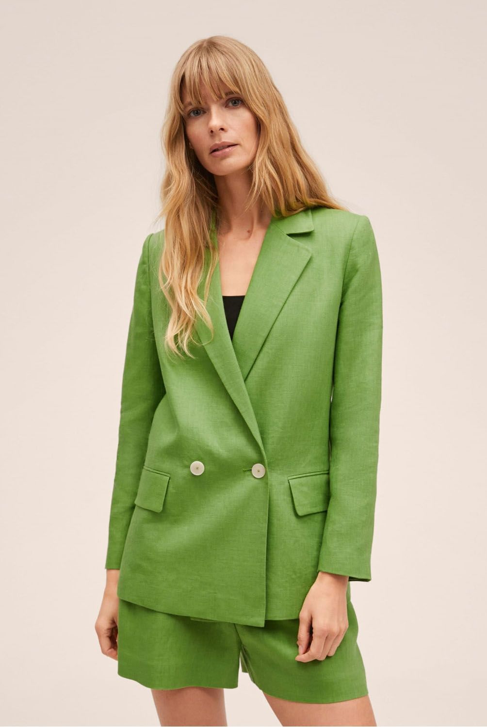 MANGO - Mango Blazer 100% Lino Ampa Mujer