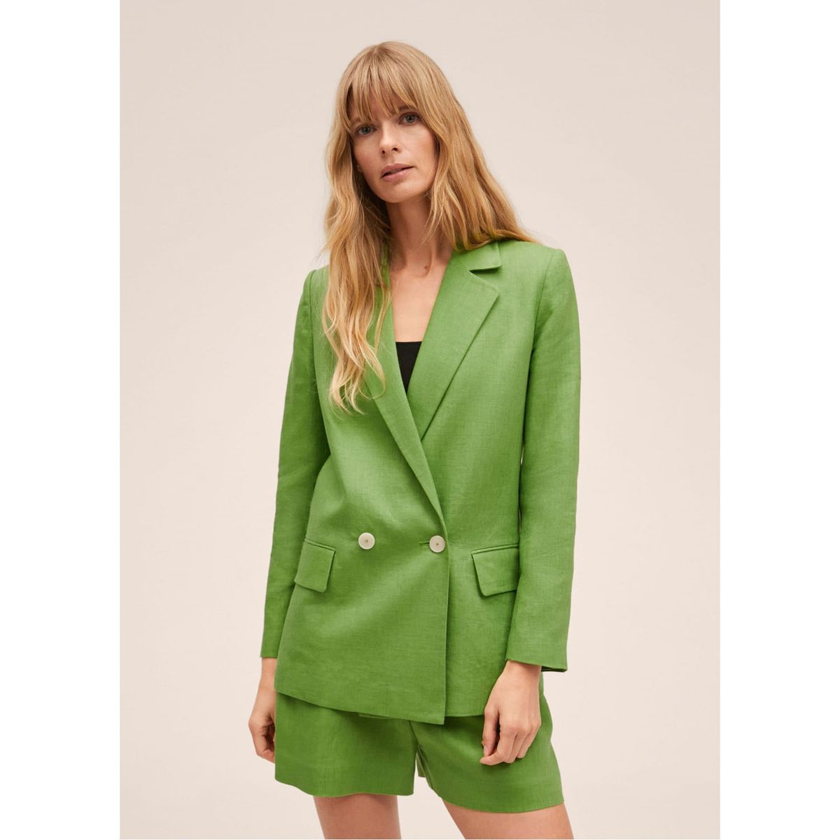 MANGO - Mango Blazer 100% Lino Ampa Mujer