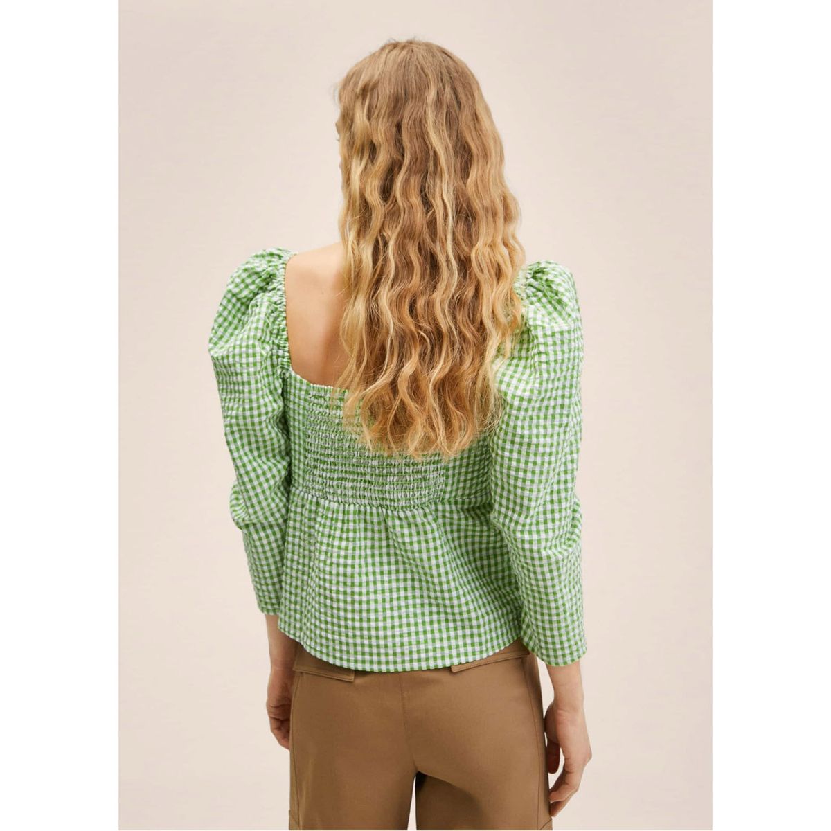 MANGO - Blusa Algodón Cuadro Vichy Montsera Mujer Mango