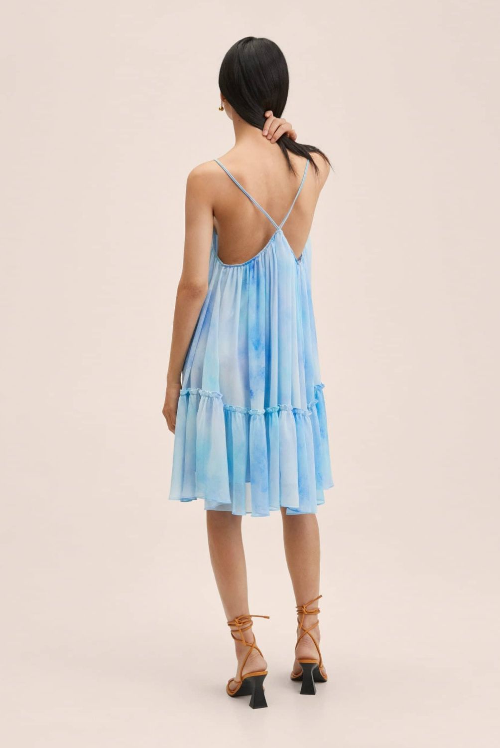 MANGO - Mango Vestido Gasa Volante Formen Mujer