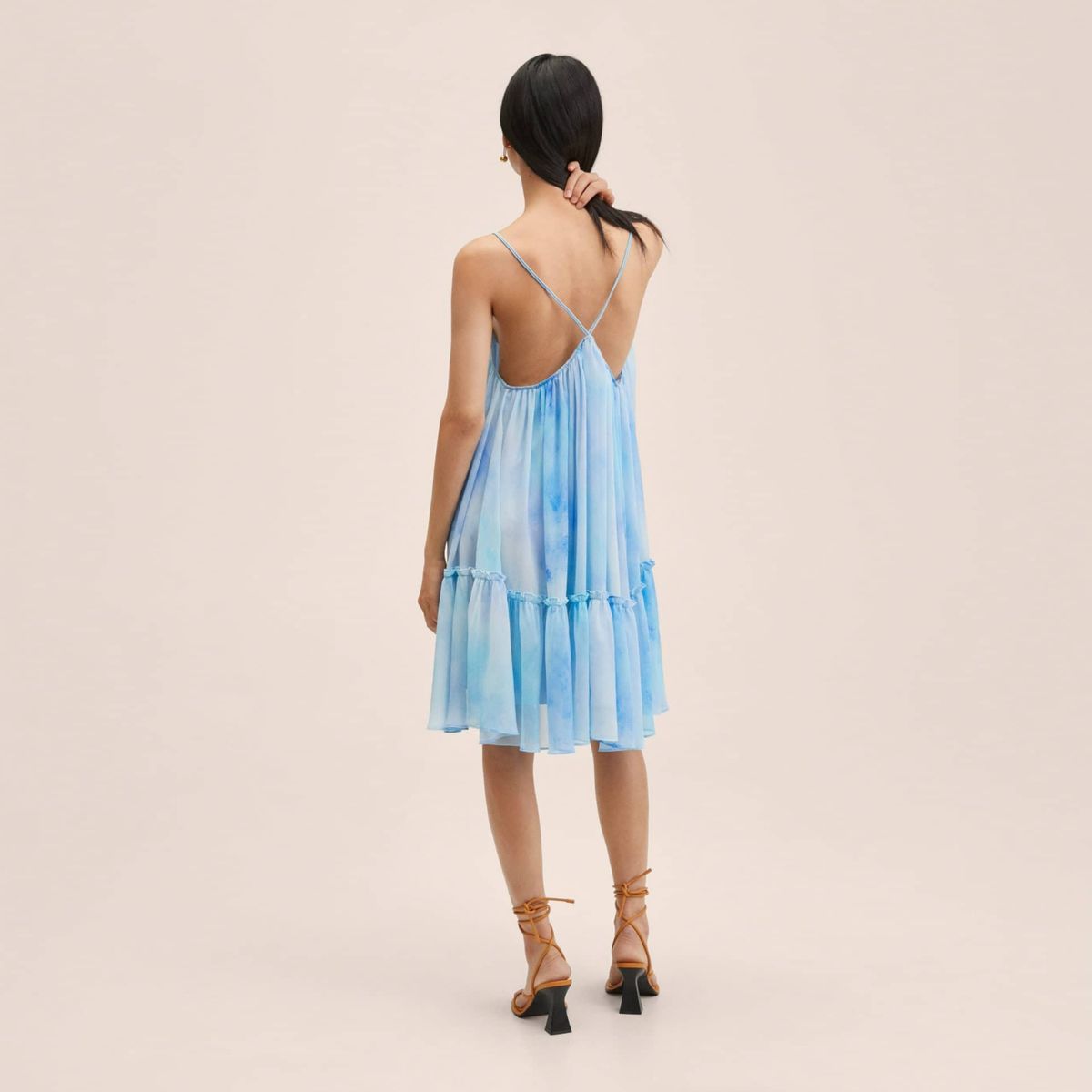 MANGO - Mango Vestido Gasa Volante Formen Mujer